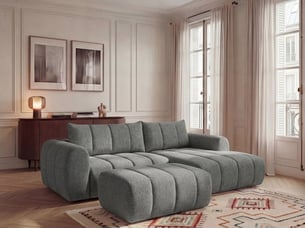 Canapé d'angle droit fixe <strong>BOBOCHIC</strong> <strong>NESTY</strong> 3 places Tissu Gris foncé
