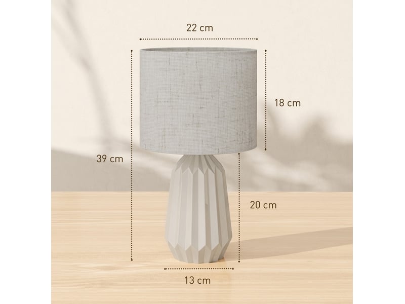  Lampe de table 22 x 22 x 39 cm beige en céramique, abat-jour en lin, interrupteur à bascule, douille e27  - Conforama C