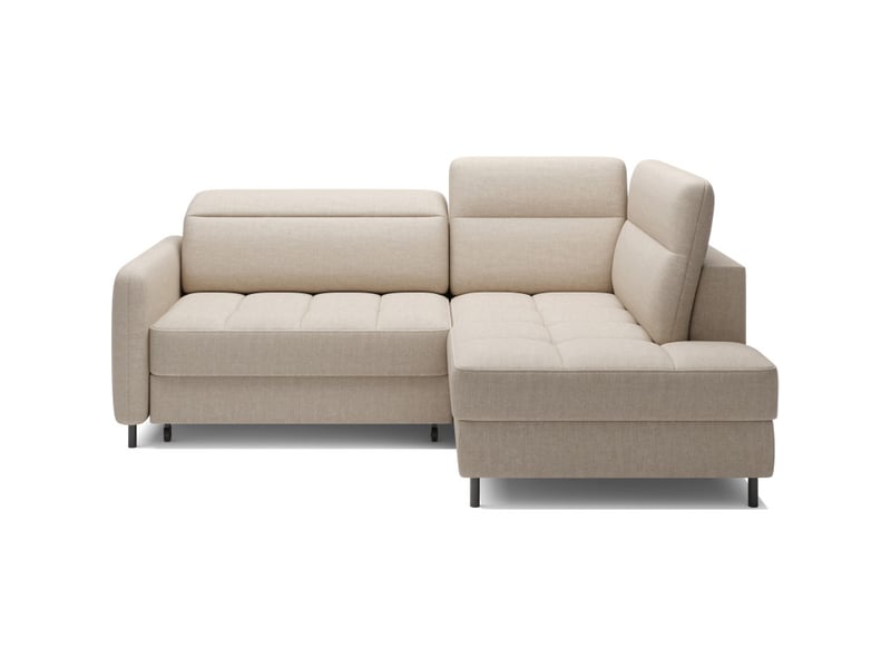  Canapé d'angle droit convertible barnea 208 cm beige crème avec rangement  - Conforama A