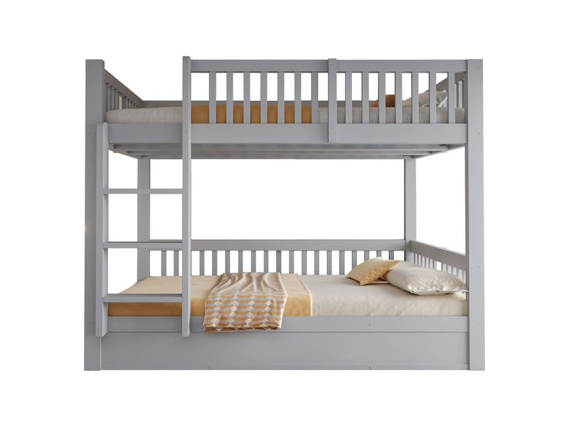 Lit superposé enfant 140x200, avec coffre hydraulique robuste, rangement intégré, gris  - Conforama A