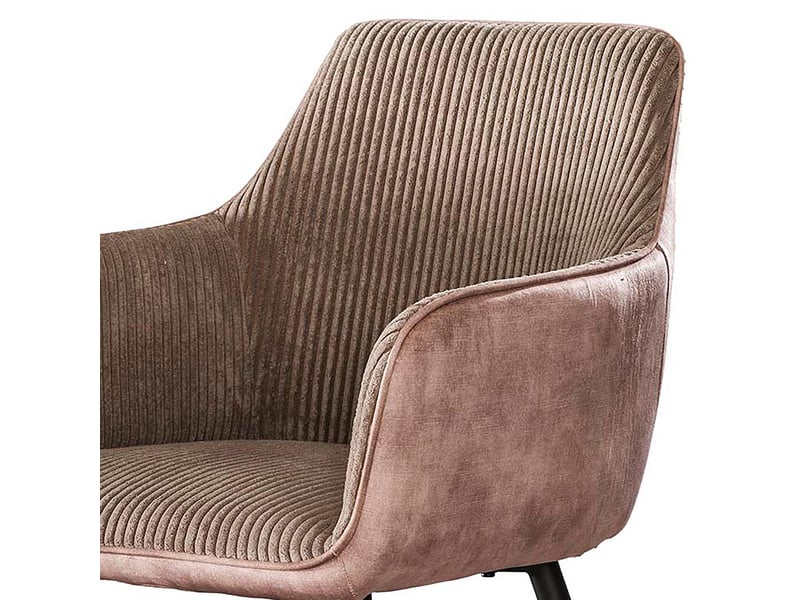  Lot de 2 Fauteuils Repas en Velours Côtelé et Tissu Sable 57x59x85 cm - Confortable et Élégant  - Conforama C