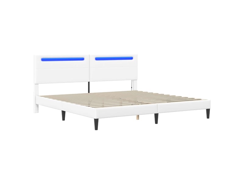  Lit double- lit adulte -  cadre de lit avec bandes led blanc 200 x 200 cm simili cuir  - Conforama D