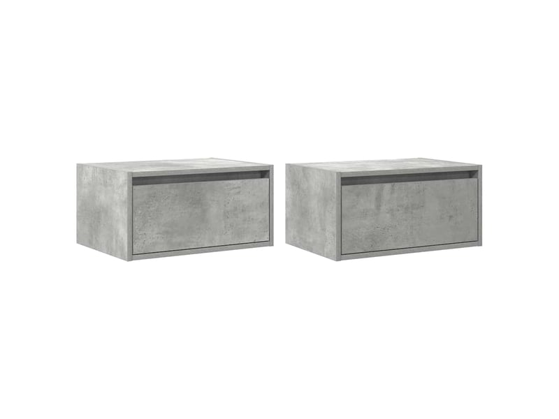  Lot de 2 table de chevet mural avec lumières led gris béton shl15084  - Conforama C