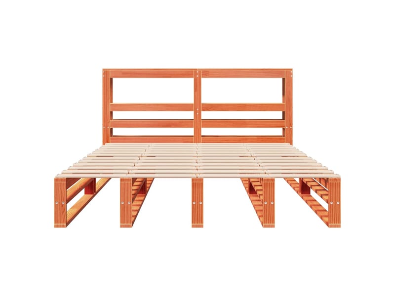 Lit double- lit adulte - cadre de lit sans matelas marron 135x190cm bois pin massif - Conforama C