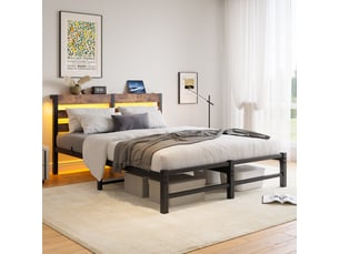 Lit avec rangement 140x190 cm <strong></strong> <strong></strong> coloris marron