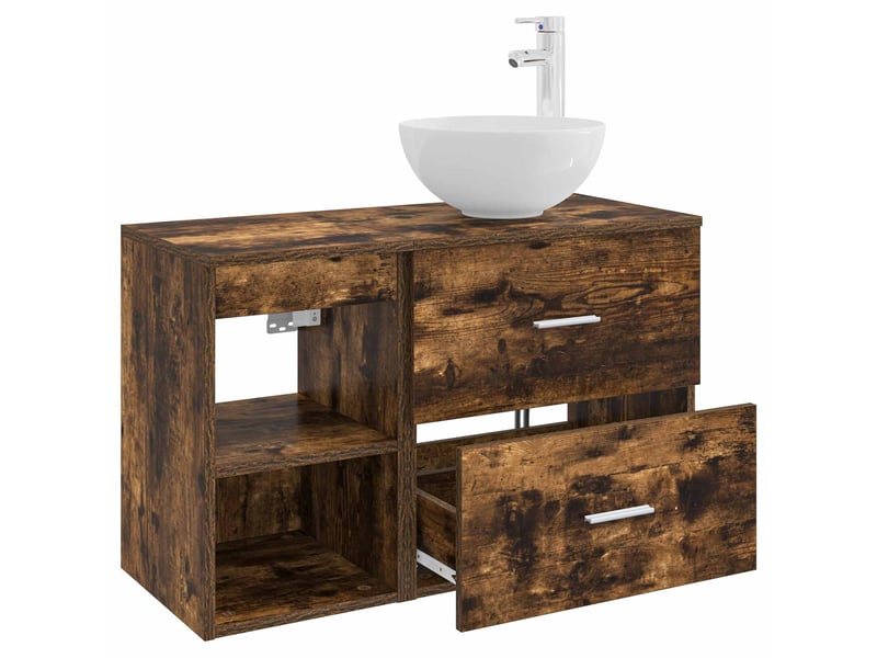 Ensemble de mobilier de salle de bain 2 pc chêne fumé cf64076 - Conforama D
