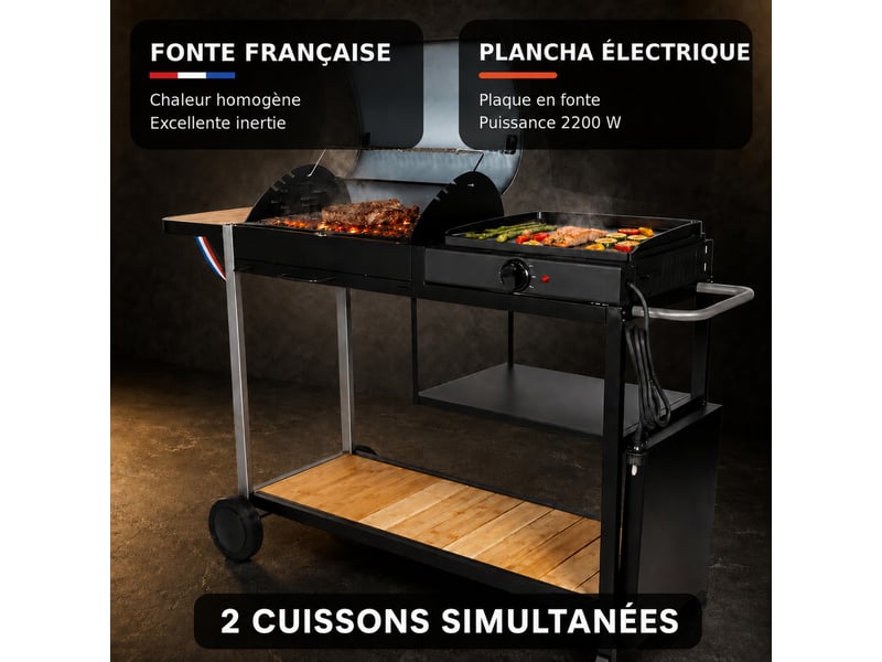  Somagic - duo barbecue charbon + plancha électrique broadway  - Conforama C