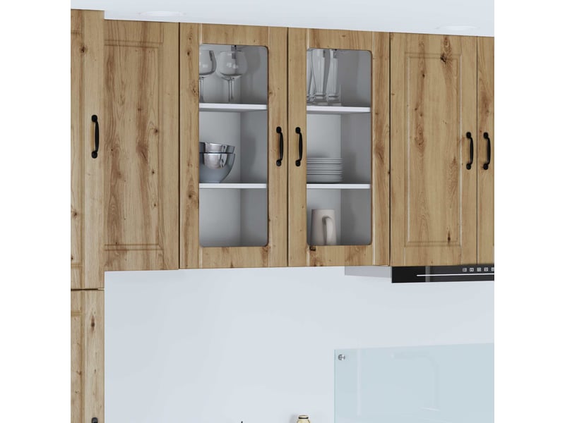 Meuble mural de cuisine, cabinet en verre mural chêne artisanal 40x31x80cm shl1482 - Conforama B