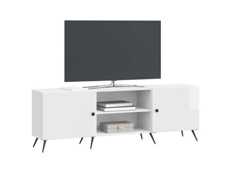 Meuble tv - banc tv - meuble de rangement 150 x 31 x 50 cm blanc brillant bois d'ingénierie  - Conforama C