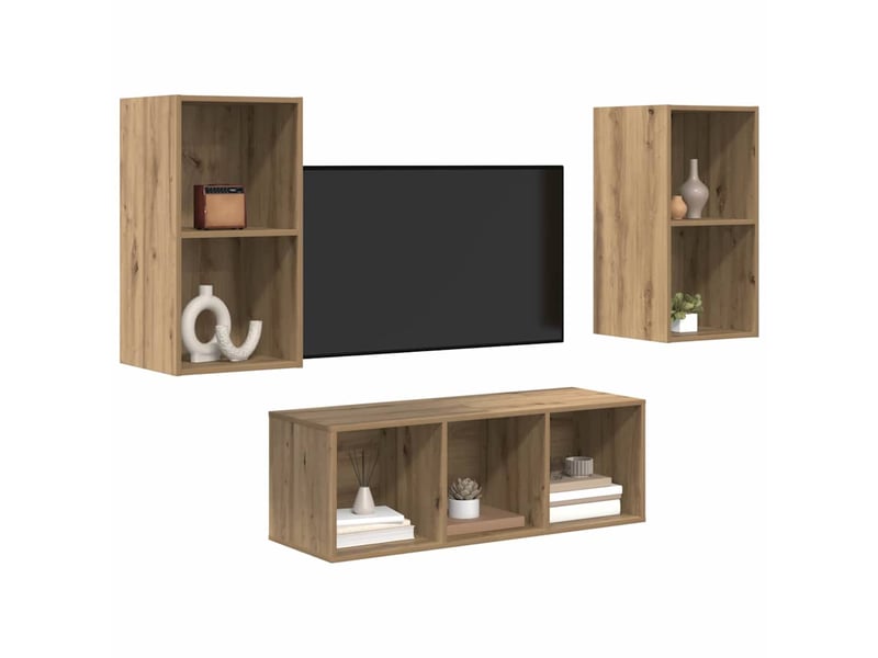  Ensemble meuble tv - banc tv - meuble de rangement 3 pcs chêne artisanal bois d'ingénierie  - Conforama C