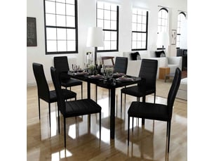 Ensemble de table à manger sept pièces noir cf35016