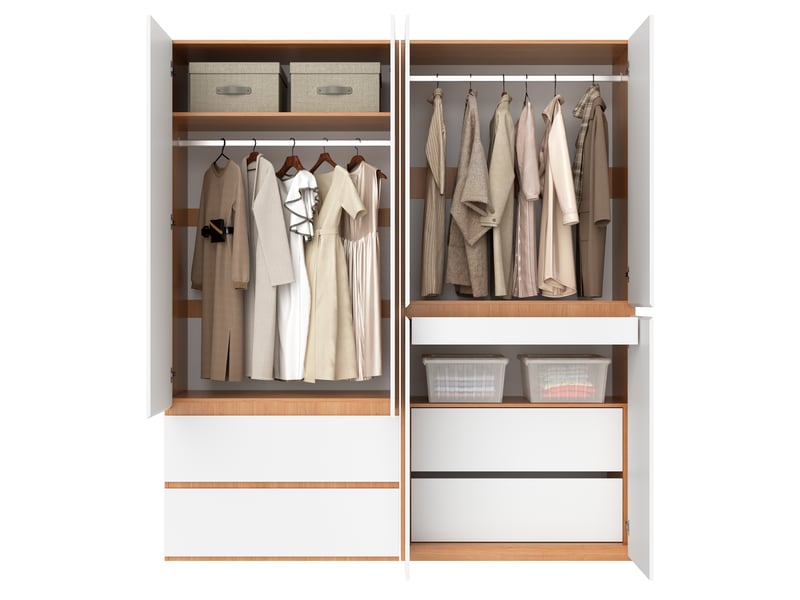  Armoire,180x50x200 cm,6 portes avec tiroirs,mdf,blanc finition chêne  - Conforama A