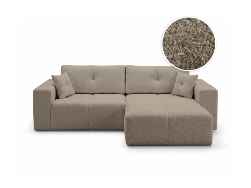  Celine - canapé d'angle convertible et réversible 4 places en bouclette  - Conforama A