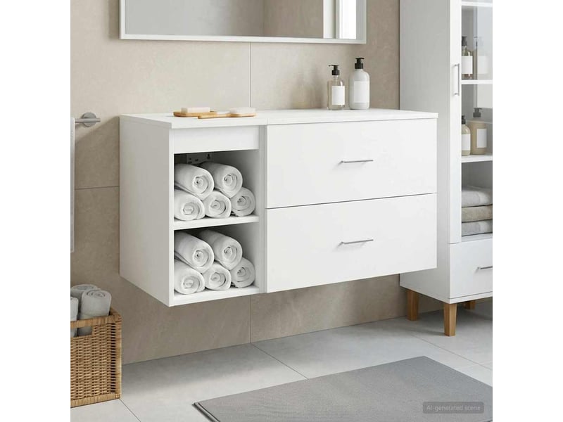  Ensemble de mobilier de salle de bain 2 pcs blanc shl3798  - Conforama B