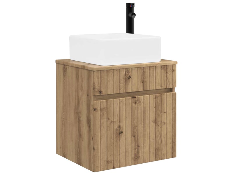  Meuble de lavabo mural, rangement salle de bain chêne artisanal 49x41x63 cm shl3302  - Conforama A