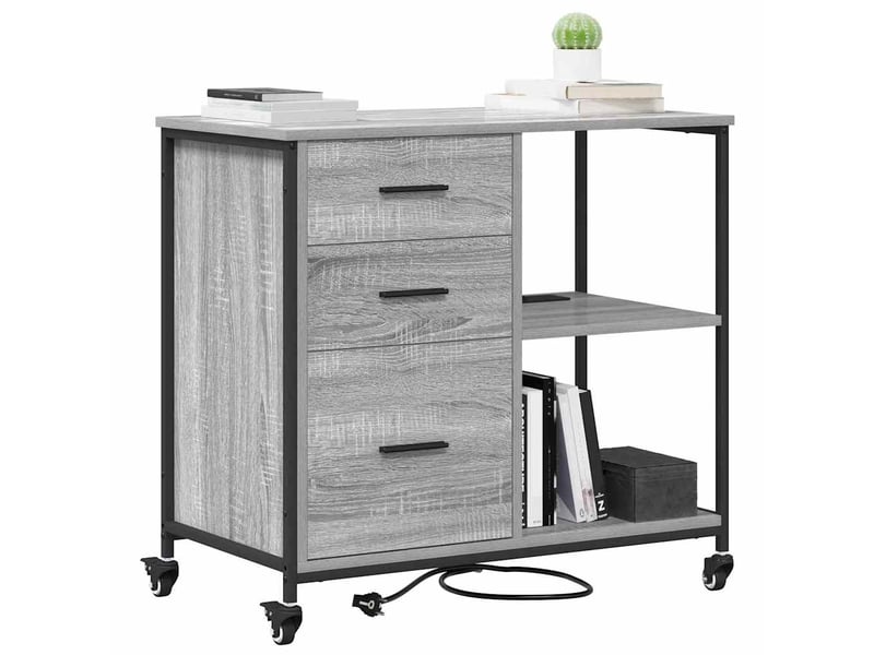  Commode chambre, cabinet avec station de charge 76 x 41 x 72 cm sonoma gris  - Conforama C