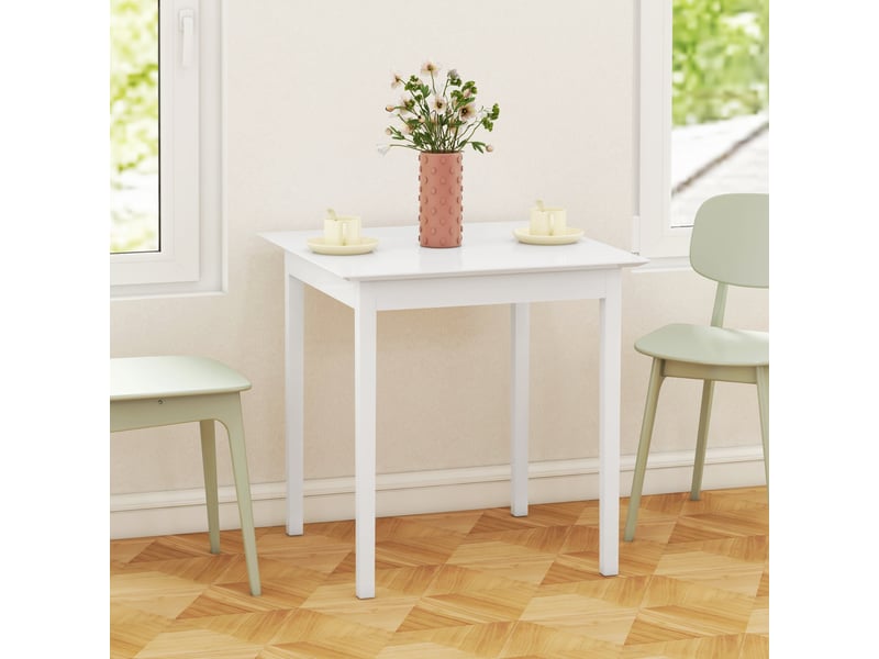 Table carrée pour 2 personnes en bois, 75 x 75 x 76 cm, blanc pour cuisine et salle à manger  - Conforama D