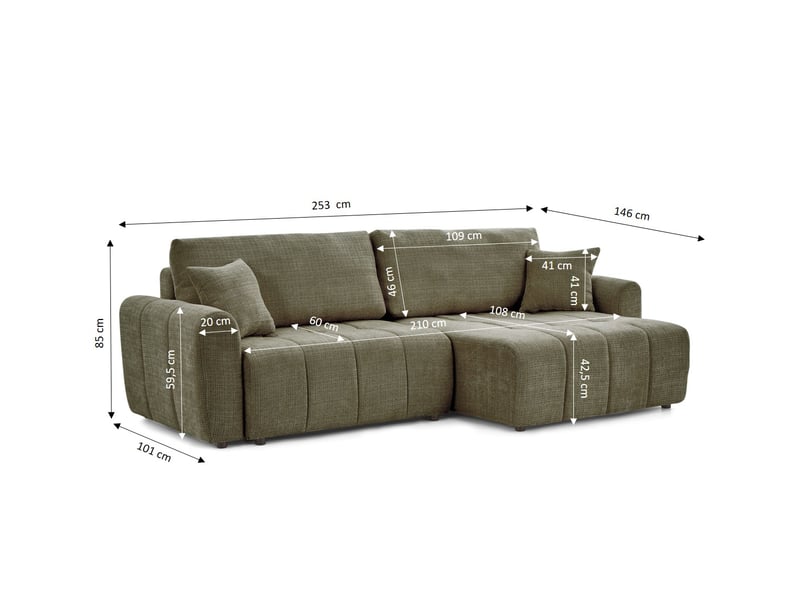  Canapé d'angle convertible et réversible jonea 4 places tissu texturé vert  - Conforama D