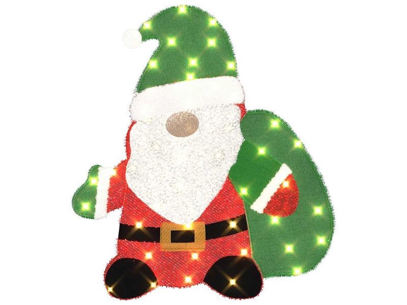  Père noël éclairé blanc chaud 70 x 62 cm tissu en guirlande  - Conforama A