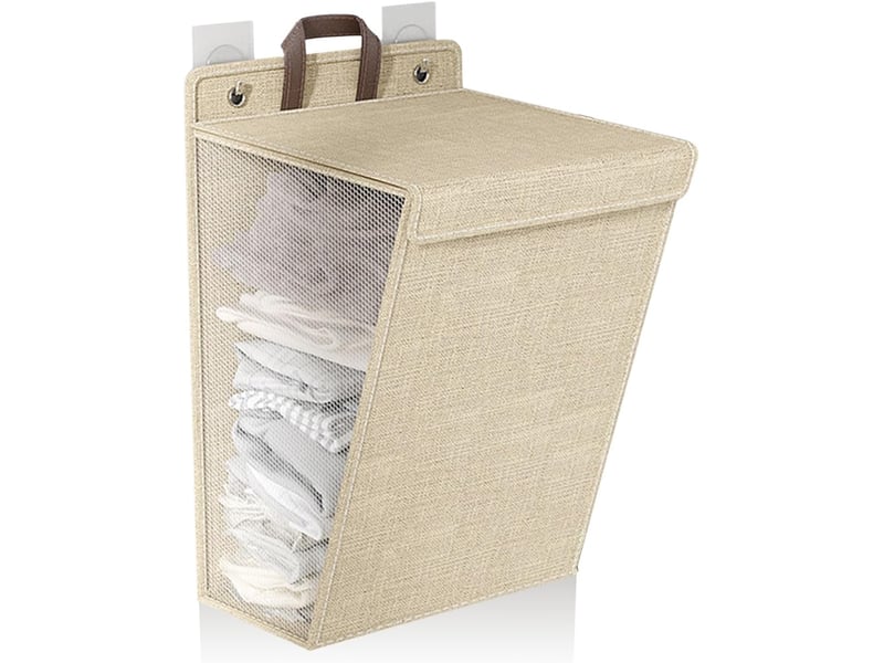  Panier à linge mural, paniers à linge muraux pliables, panier à linge suspendu, panier de placard suspendu portable pour placard(medium-beige)  - Conforama A