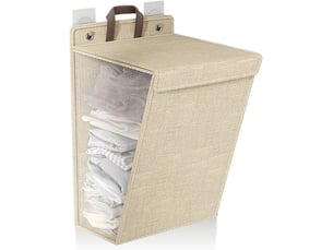 Panier à linge mural, paniers à linge muraux pliables, panier à linge suspendu, panier de placard suspendu portable pour placard(medium-beige)