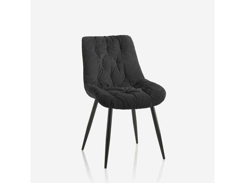  Lot de 4 chaises rembourrées en velours pour salle à manger flora - noir  - Conforama C