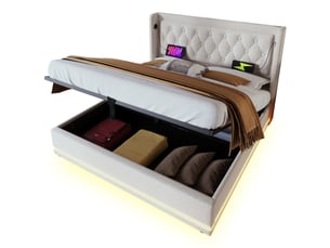 Lit coffre 160x200 cm VIVRYN coloris beige