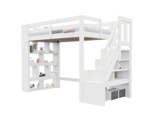 Lit mezzanine 90x200 cm REDOM coloris blanc