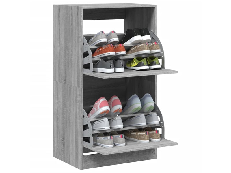  Meuble à chaussure | armoire à chaussures 2 tiroirs rabattables sonoma gris shl8696  - Conforama D