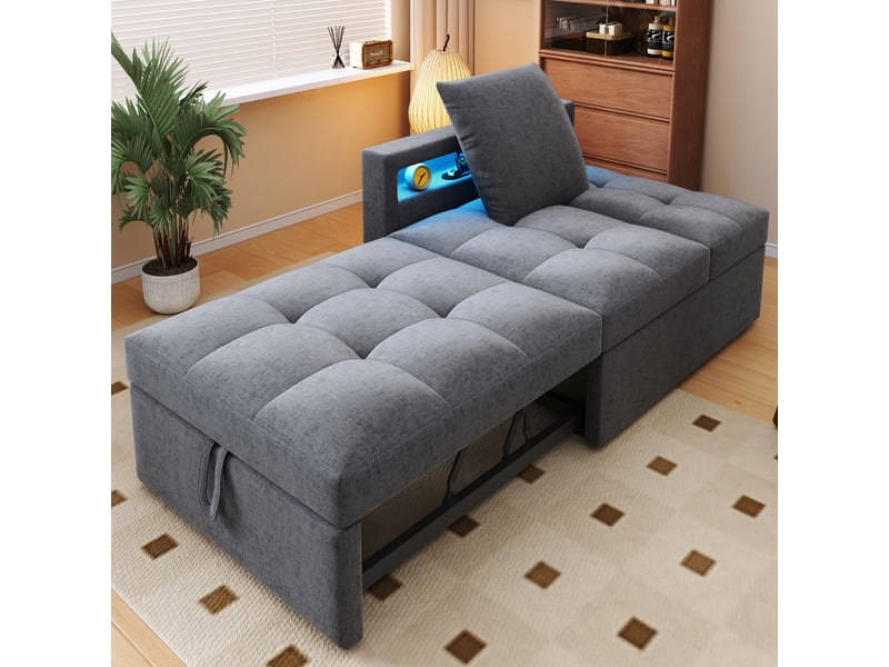  Canapé convertible, canapé-lit : dossier réglable, éclairage led, port usb, avec accoudoirs  - Conforama R
