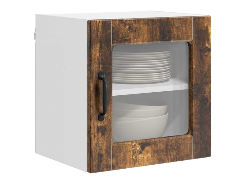Meuble mural de cuisine, cabinet en verre mural 2 pcs chêne fumé bois d'ingénierie shl4947 - Conforama C
