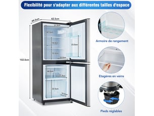 Refrigerateur combiné (congél en bas) froid Brassé <strong>DESVIAE</strong> - largeur 42.5 cm x hauteur 102 cm