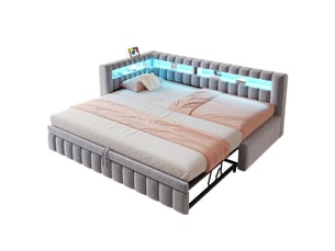 Lit banquette 90x200 cm <strong></strong>  <strong></strong> coloris gris