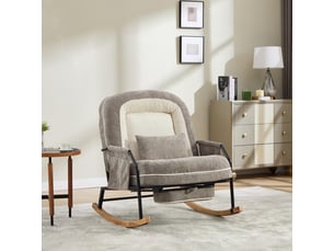 Fauteuil à bascule - 80x87x95 cm - fauteuil à basse moderne avec repose-pieds et dossier réglable - gris clair