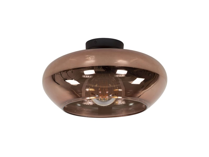  Plafonnier rond 40x22 cm en verre cuivré  - Conforama B