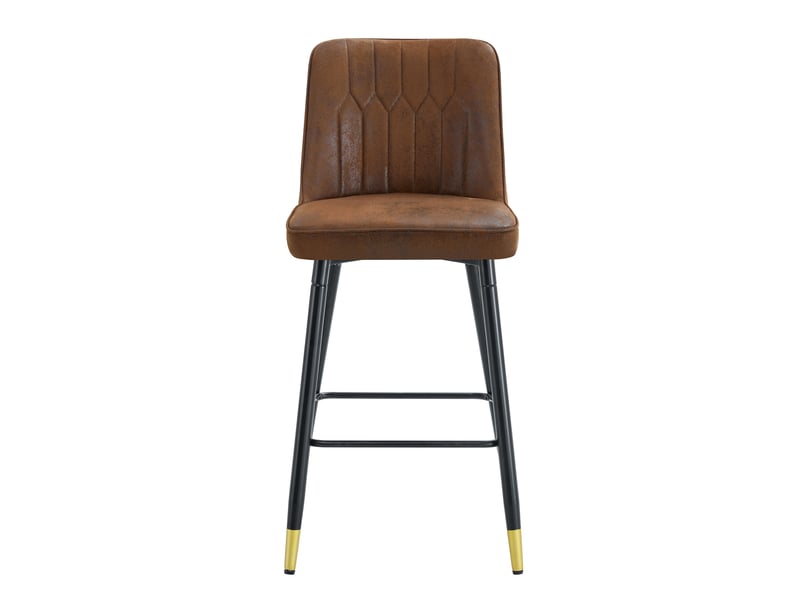  Lot de 2 tabourets de bar 100 cm haut tissu tech marron métal noir  - Conforama D