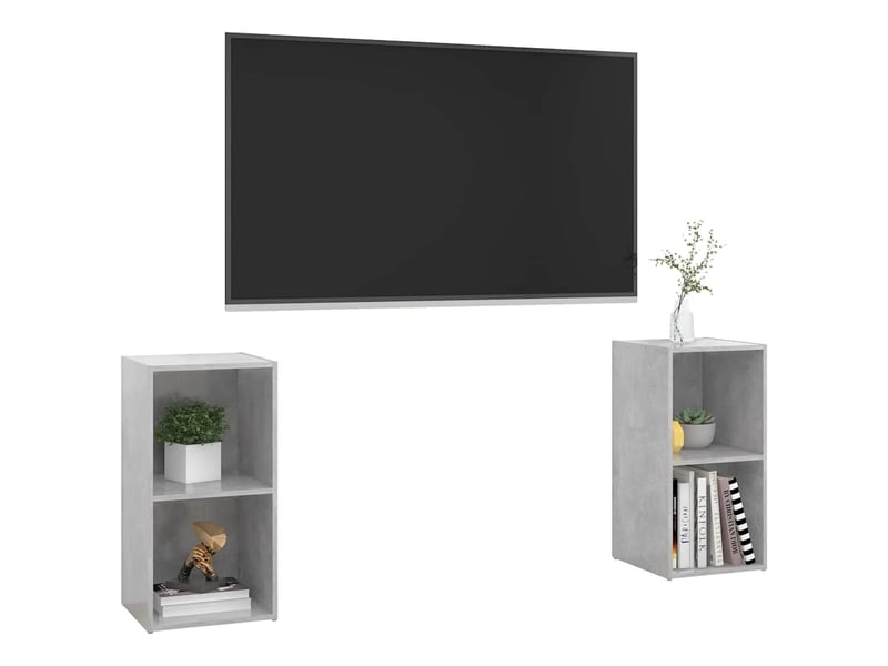  Meubles tv - banc tv - meuble de rangement 2 pcs gris béton 72x35x36,5 cm bois d'ingénierie  - Conforama C