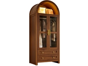 Armoire 2 porte(s) battante 2 tiroir(s) coloris marron largeur 76 cm