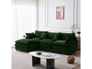 Canapé d'angle réversible fixe <strong>KORFEE</strong> <strong></strong> 3 places Tissu Vert