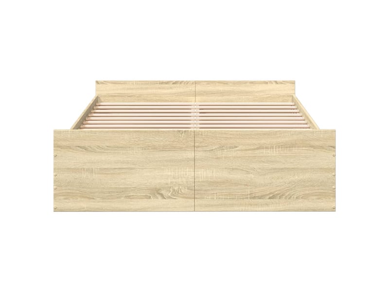  Lit double- lit adulte -  cadre de lit avec tiroirs sans matelas chêne sonoma 135x190 cm  - Conforama C