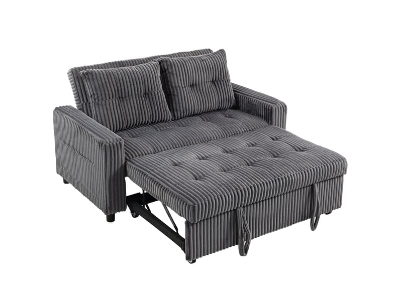  Canapé-lit convertible - canapé-lit 2 places, revêtement en velours tricoté, convertible en lit, 157 x 190 cm, gris foncé  - Conforama A