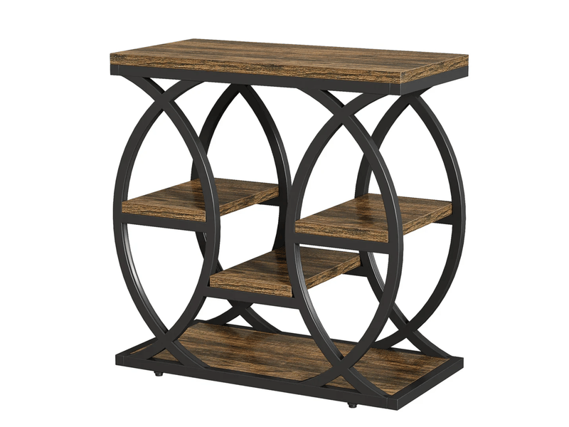  Console à niveaux avec rangement ouvert, structure métallique, pour salon et entrée, 72 × 61,5 × 11,5 cm  - Conforama A