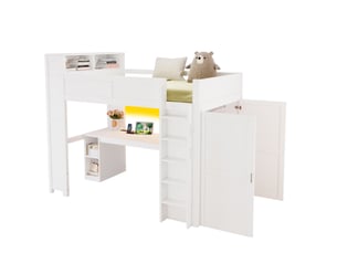 Lit mezzanine 90x200 cm <strong>MODENVIE</strong> <strong></strong> coloris blanc