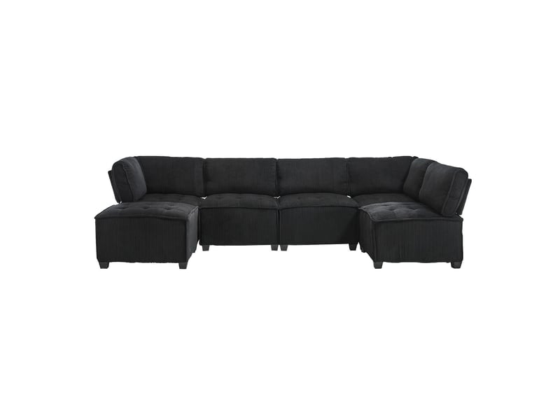 Canapé modulable 6 places en velours côtelé noir 308 cm W2845S00123 - Conforama A