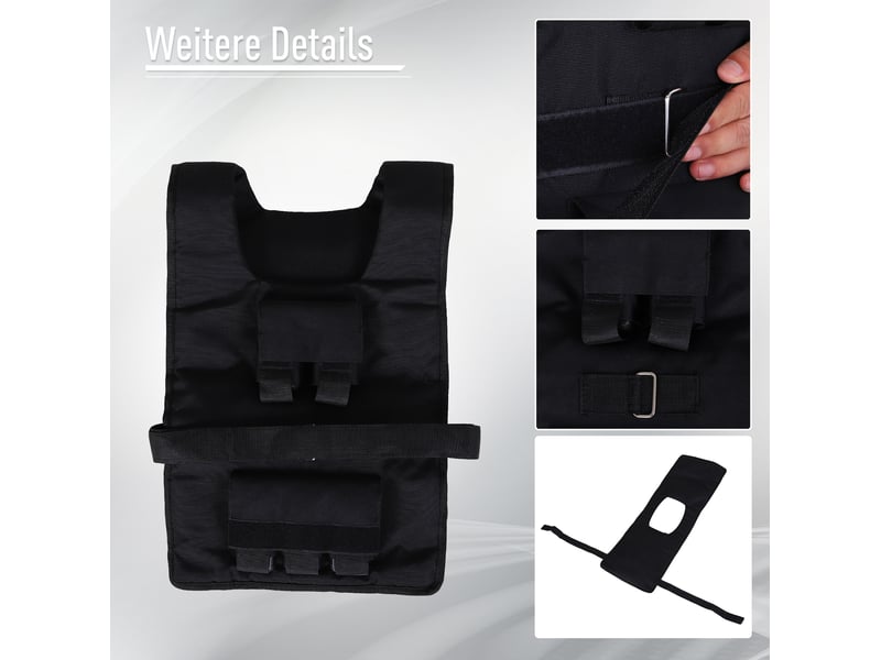 Veste légère lesté réglable 20 kg en tissu oxford noir, 20 poids amovibles, 36 x 52 x 5 cm pour fitness et entraînement - Conforama D