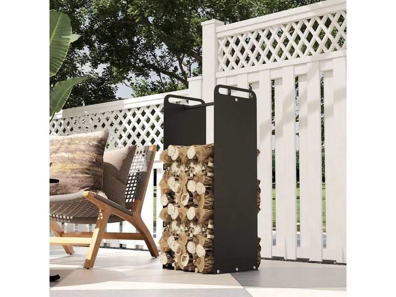  Porte-bûches intérieur range-bûches intérieur avec poignées résistant à la rouille à l'usure 37 x 30 x 90 cm noir acier  - Conforama W