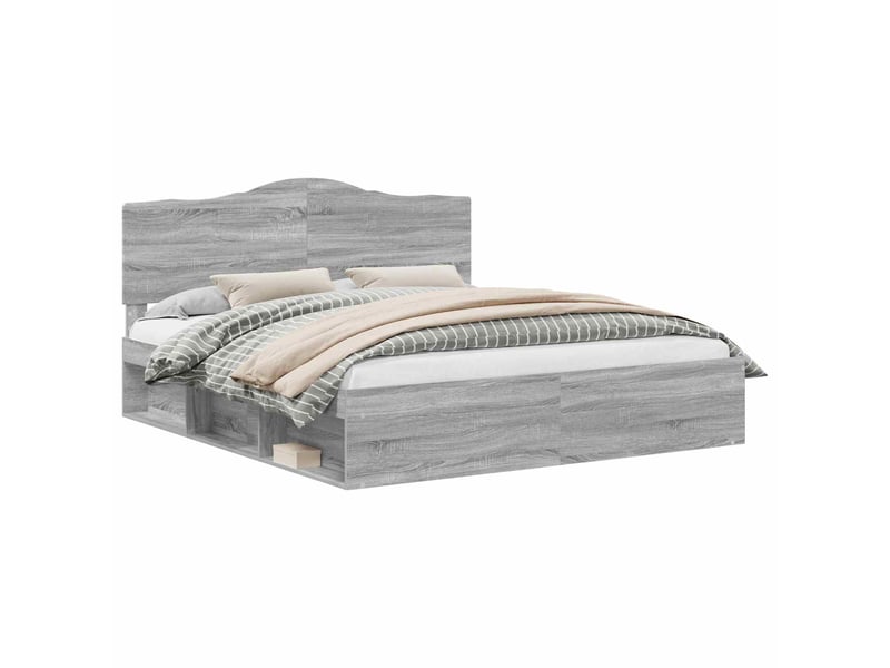  Lit double- lit adulte -  cadre de lit gris sonoma 200 x 200 cm pin massif  - Conforama A