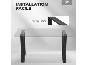Lot de 2 pieds rectangulaires en acier noir pour table - design contemporain - hauteur 72 cm
