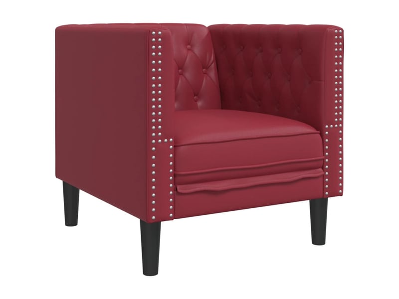  Fauteuil chesterfield rouge bordeaux similicuir  - Conforama B