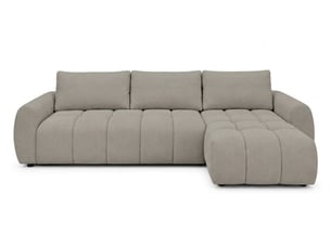 Canapé d'angle réversible convertible BOBOCHIC FUJI 3 places Tissu gris avec coffre de rangement